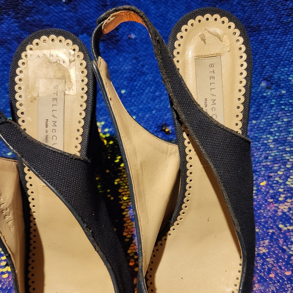 Stella McCartney Navy Cavas Wedge - Picture 5 of 7